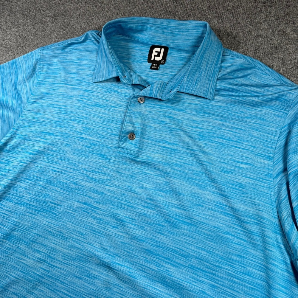 FootJoy Polo Shirt Mens XL Blue Space Dye The Seagate Country Club Golf Top - Picture 4 of 8